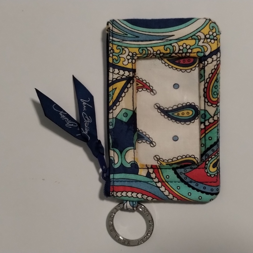 Vera Bradley Paisley Keychain Wallet in Blue and Green